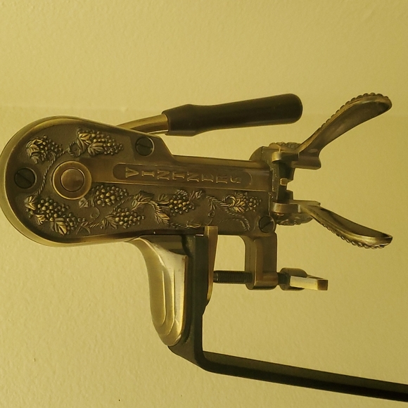 vinters Kitchen Vintage Gold Brass Vintner Table Mount Cork Screw
